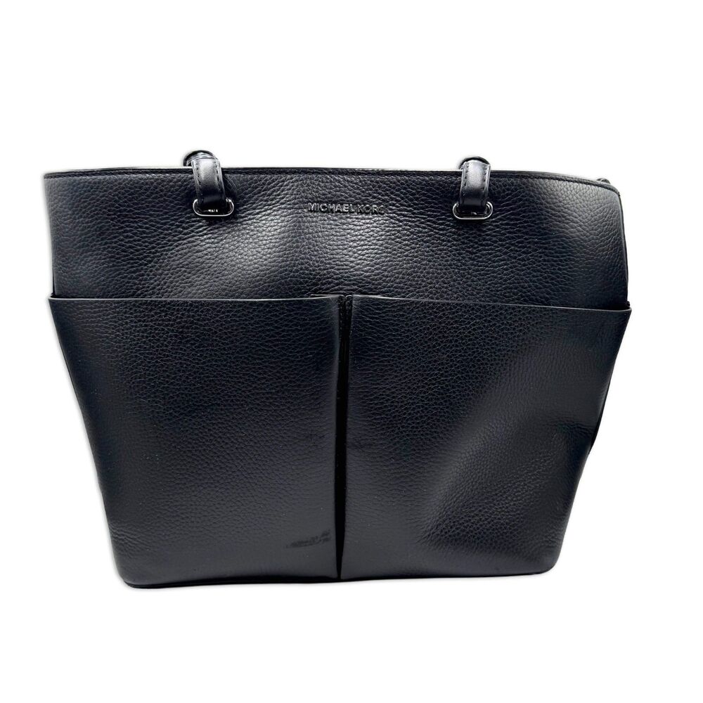Michael Kors Bedford Black Leather Zip Tote Shoulder Bag Classic